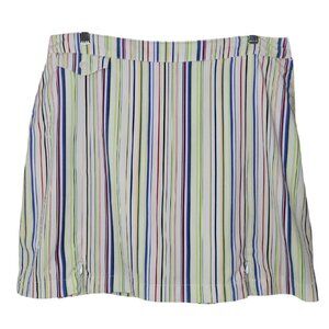 Greg Norman White Multicolor Striped Golf Skort Size 8 Three Pockets